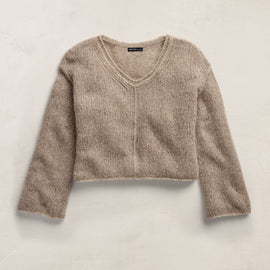 Marled Cashmere Silk V Neck Sweater in Grout Mix | James Perse Los Angeles