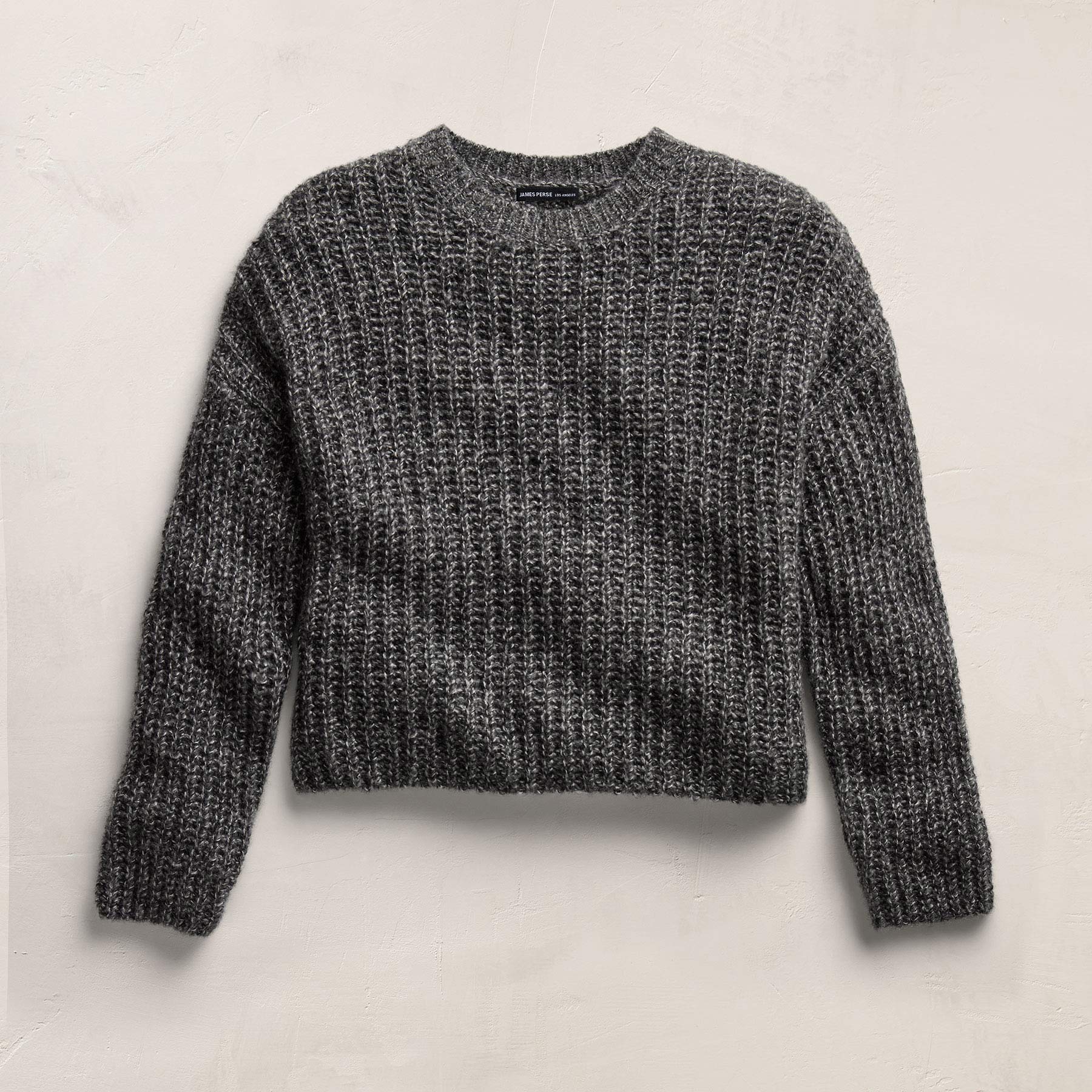 Cashmere Silk Marl Crew Neck in Black Mix | James Perse Los Angeles