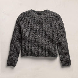 Cashmere Silk Marl Crew Neck in Black Mix | James Perse Los Angeles