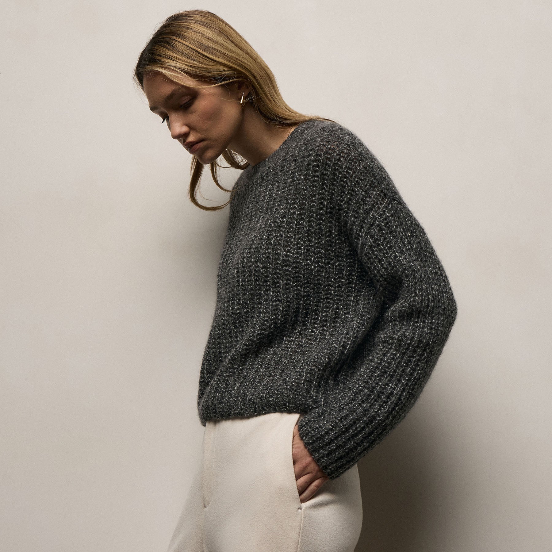 Marled Cashmere Silk Crew Sweater | James Perse Los Angeles