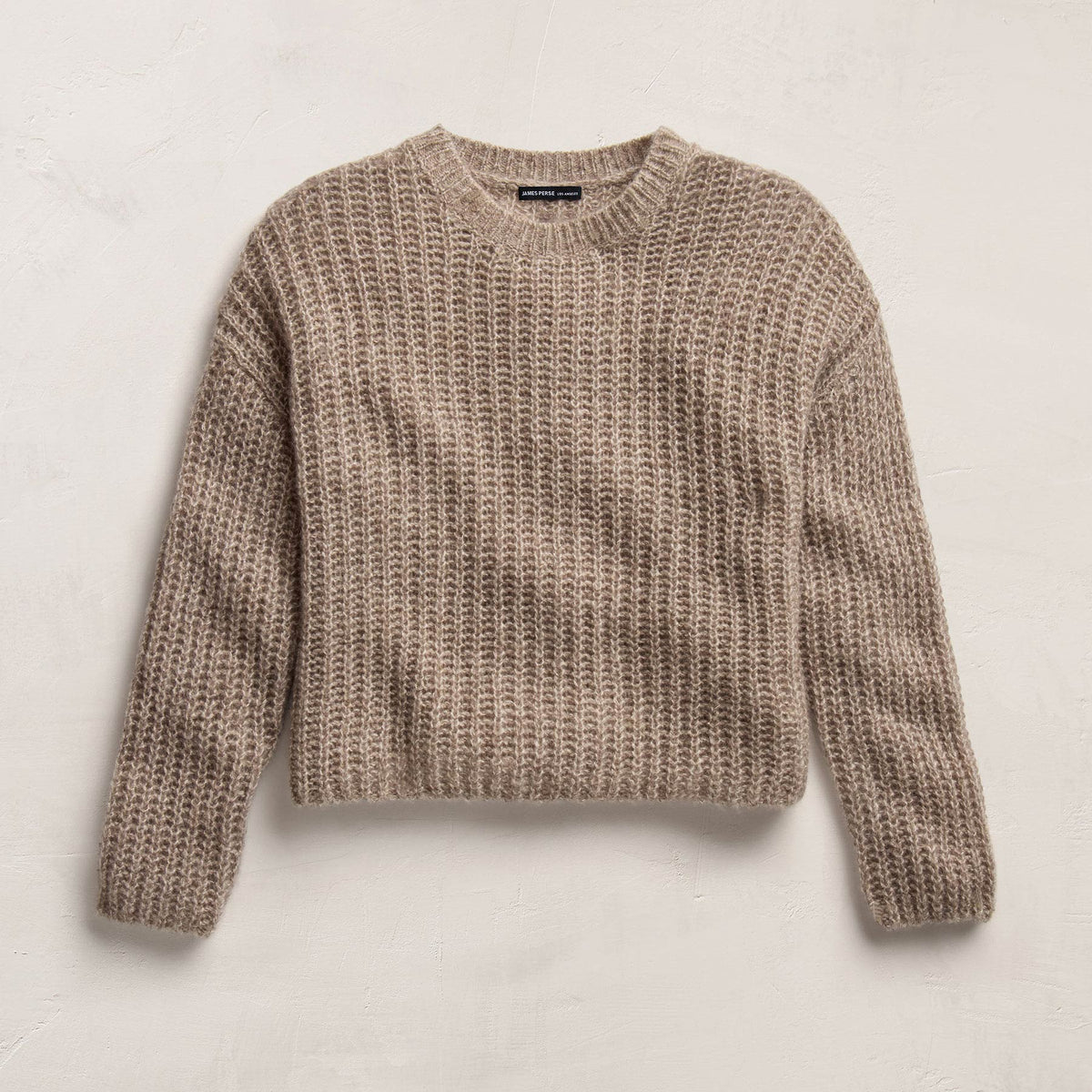 Marled Cashmere Silk Crew Sweater in Grout Mix | James Perse Los Angeles
