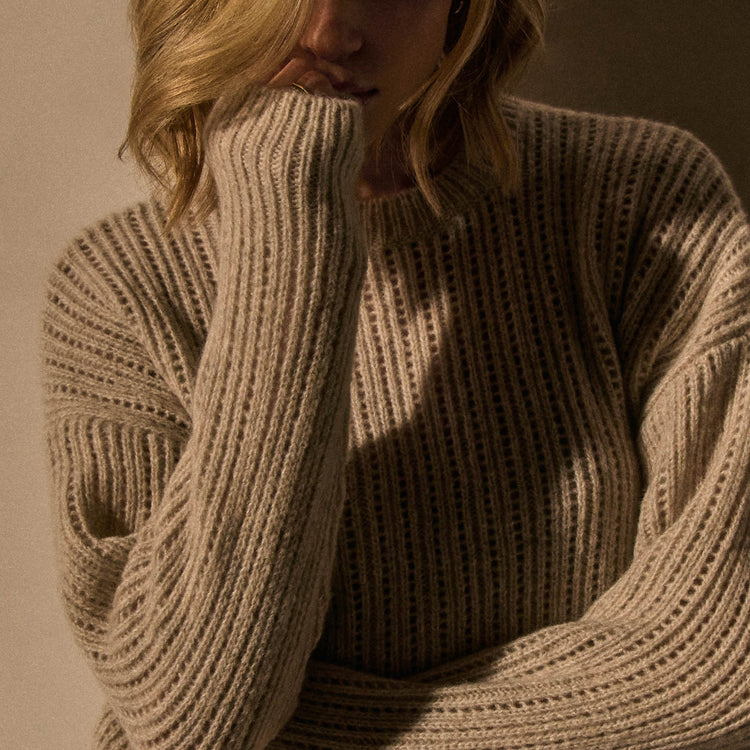 Open Stitch Crew Neck in Alabaster Mix | James Perse Los Angeles