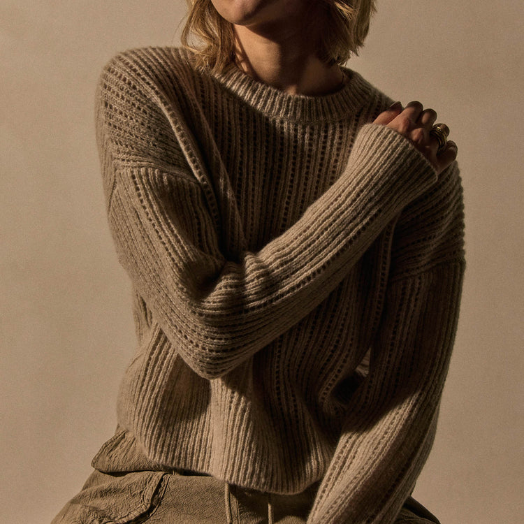 Open Stitch Crew Neck in Alabaster Mix | James Perse Los Angeles