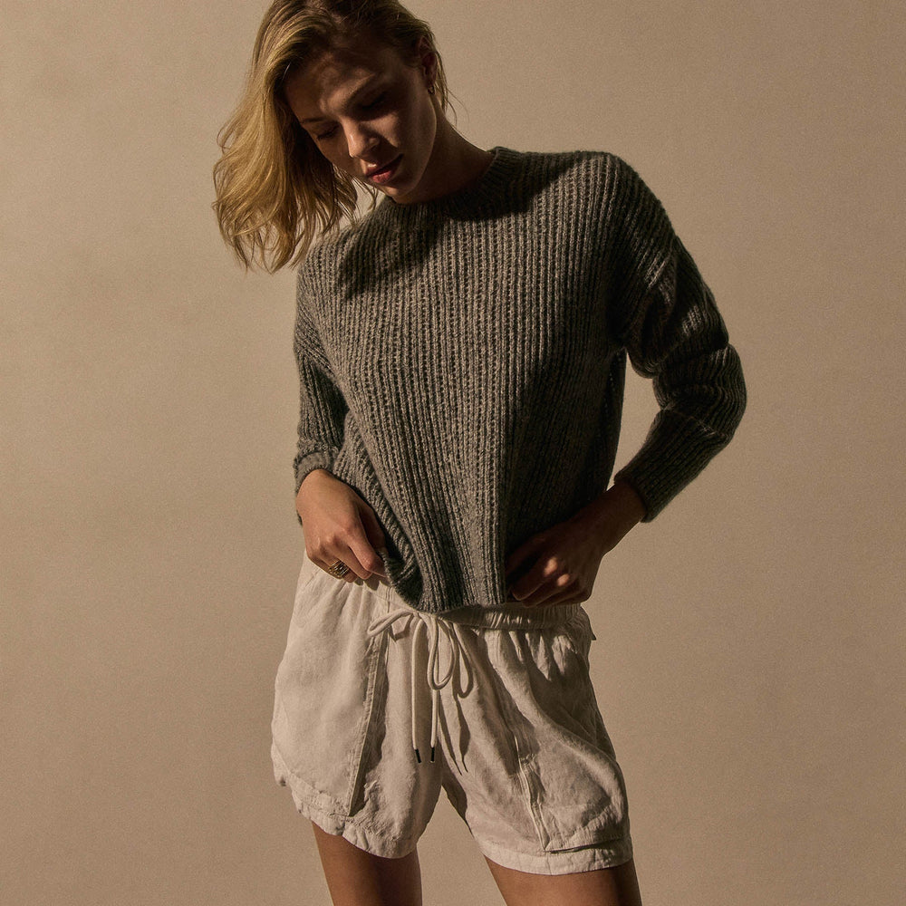 Open Stitch Crew Neck in Grey Mix | James Perse Los Angeles