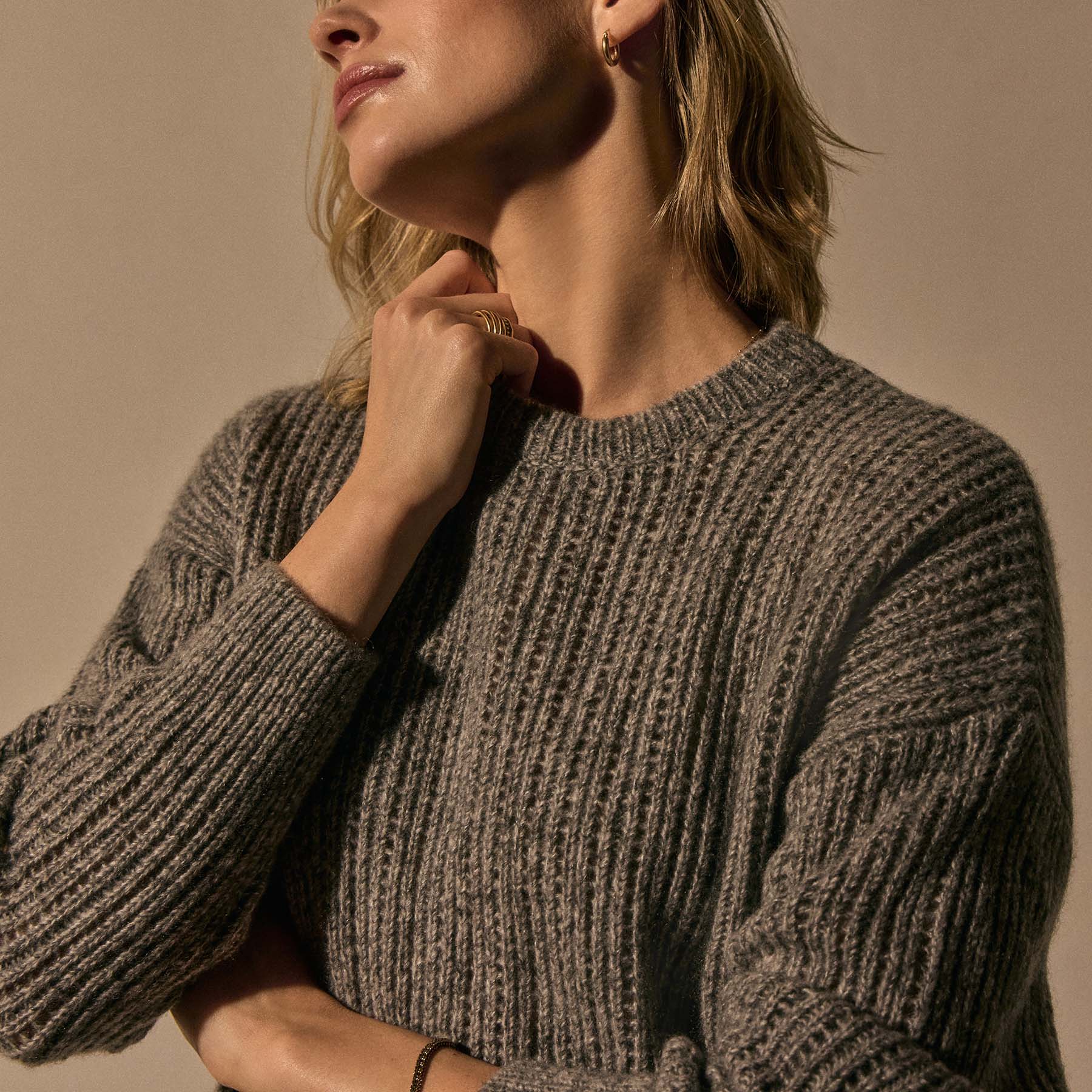 Open Stitch Crew Neck