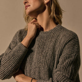 Open Stitch Crew Neck in Grey Mix | James Perse Los Angeles