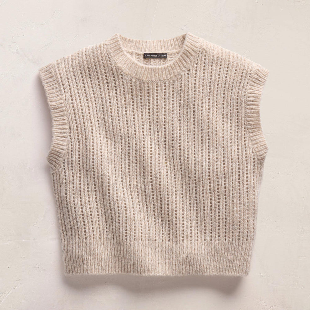 Open Stitch Vest in Alabaster Mix | James Perse Los Angeles FLAT