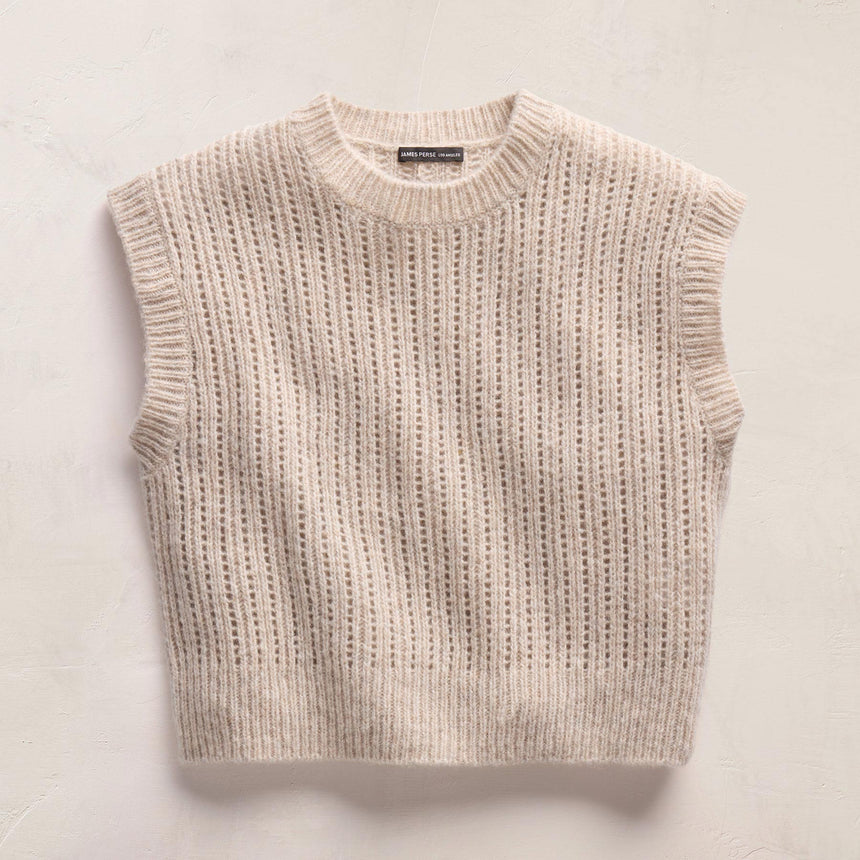 Open Stitch Vest in Alabaster Mix | James Perse Los Angeles FLAT