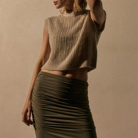 Open Stitch Vest in Alabaster Mix | James Perse Los Angeles