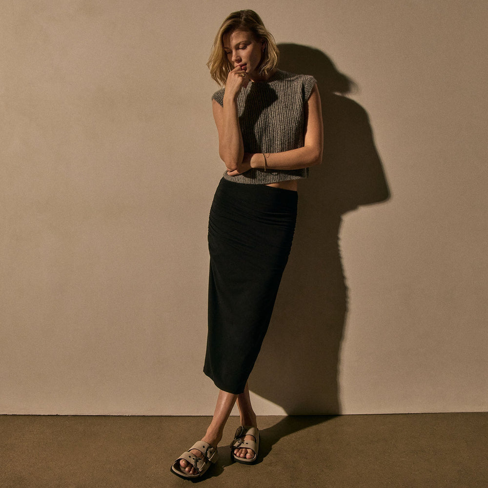 Open Stitch Vest in Grey Mix | James Perse Los Angeles