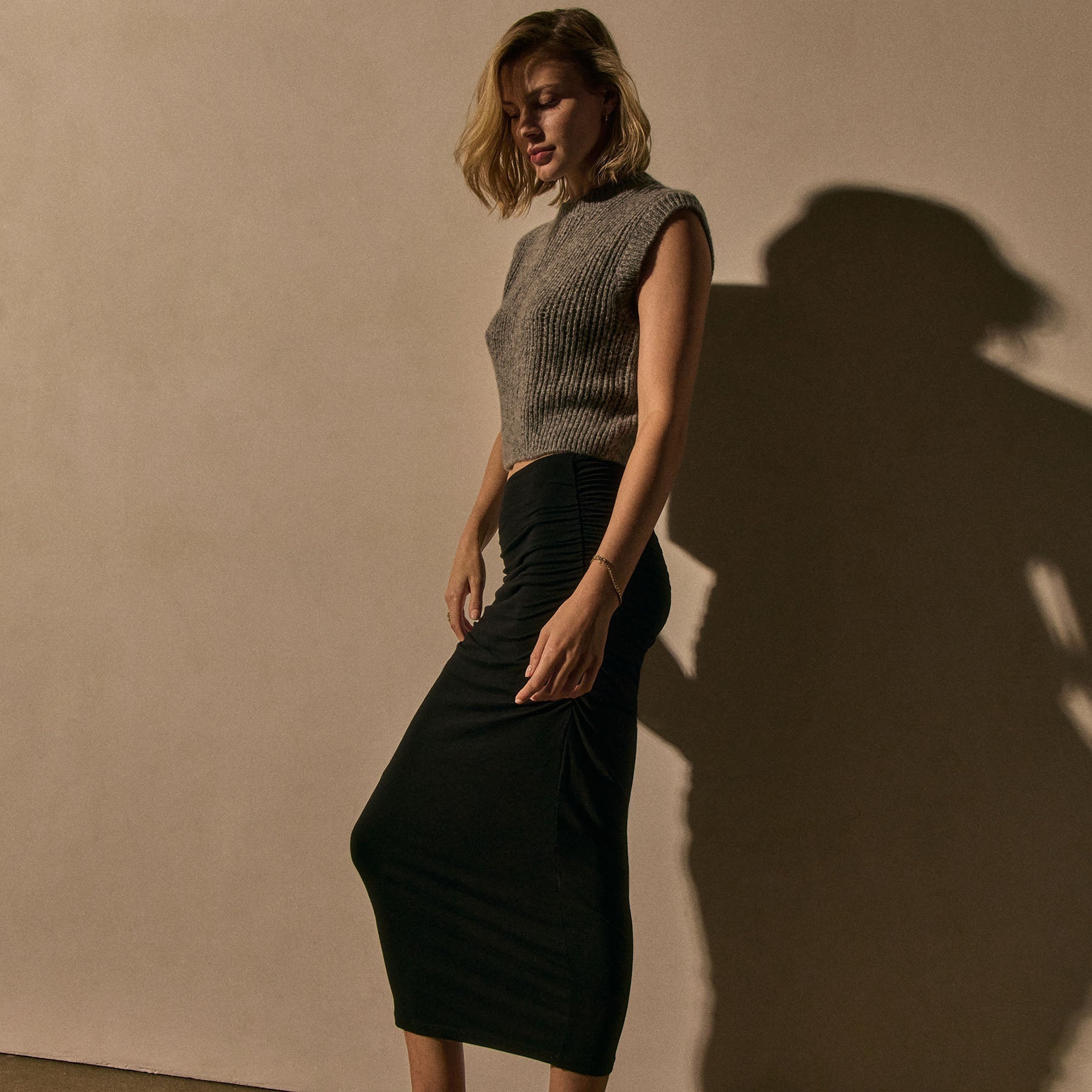 Open Stitch Vest - Grey Mix | James Perse Los Angeles