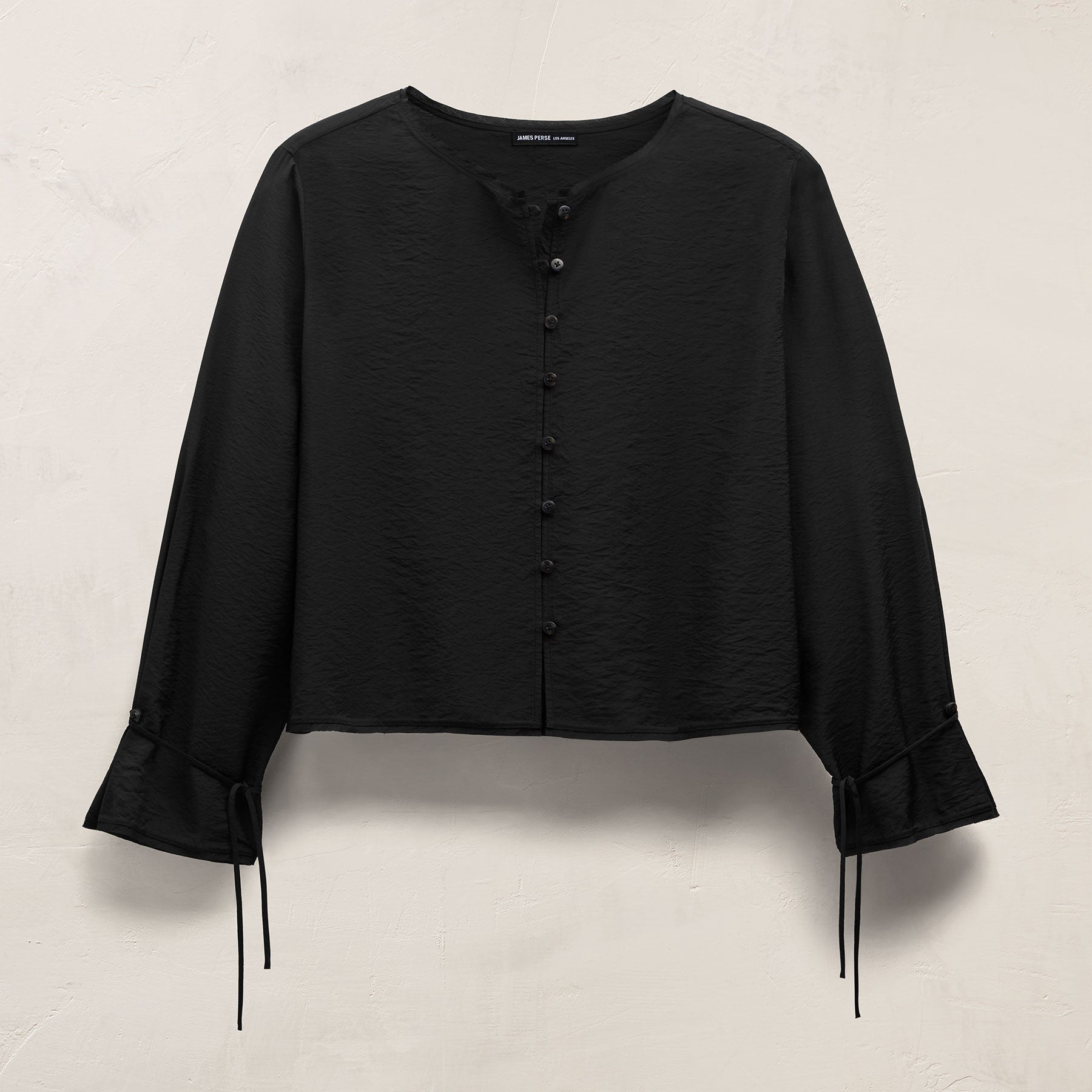 Modal Silk Blend Tie Up Blouse in Black | James Perse Los Angeles