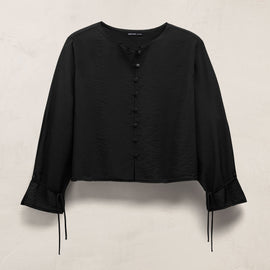 Modal Silk Blend Tie Up Blouse in Black | James Perse Los Angeles