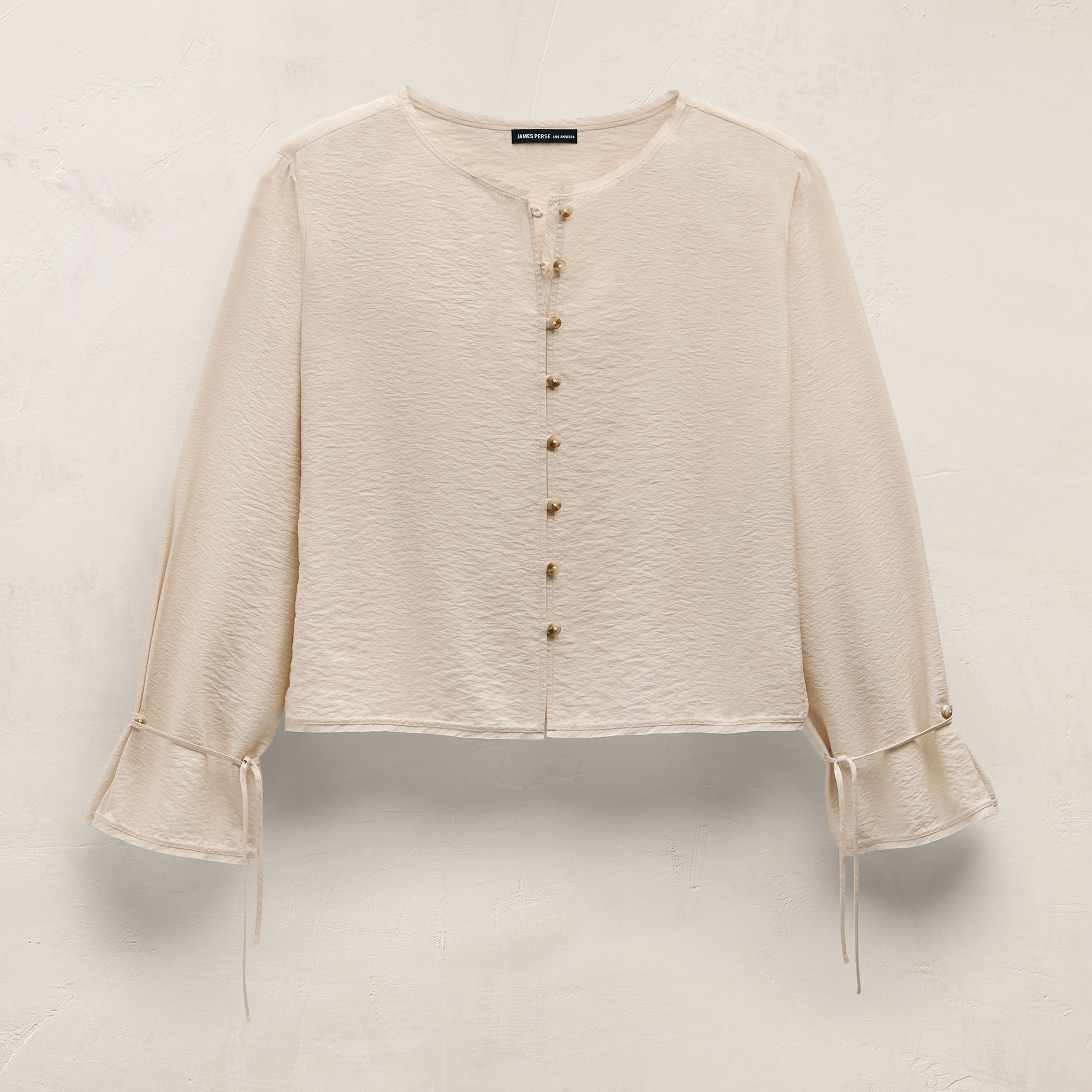 Modal Silk Blend Tie Up Blouse in Parchment | James Perse Los Angeles