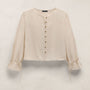 Modal Silk Blend Tie Up Blouse in Parchment | James Perse Los Angeles