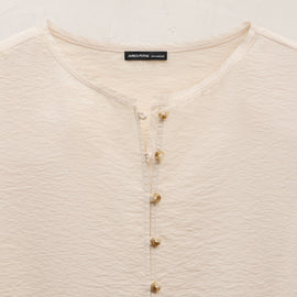 Modal Silk Blend Tie Up Blouse in Parchment | James Perse Los Angeles