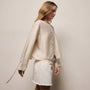 Silk Blend Tie Up Blouse in Parchment | James Perse Los Angeles