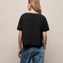 Modal Silk Blend Drop Shoulder Blouse in Black | James Perse Los Angeles