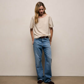 Silk Blend Drop Shoulder Blouse in Parchment | James Perse Los Angeles
