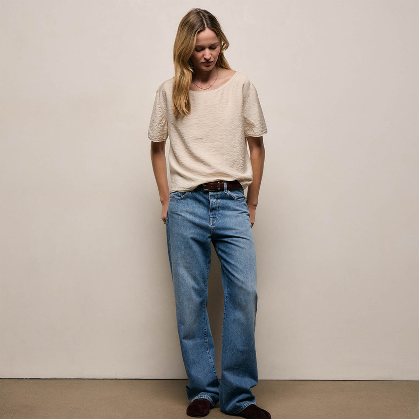 Silk Blend Drop Shoulder Blouse in Parchment | James Perse Los Angeles