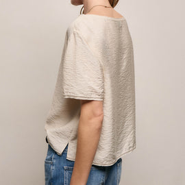 Silk Blend Drop Shoulder Blouse in Parchment | James Perse Los Angeles