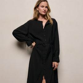 Silk Blend Tie Up Dress in Black | James Perse Los Angeles