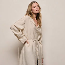 Silk Blend Tie Up Dress in Parchment | James Perse Los Angeles