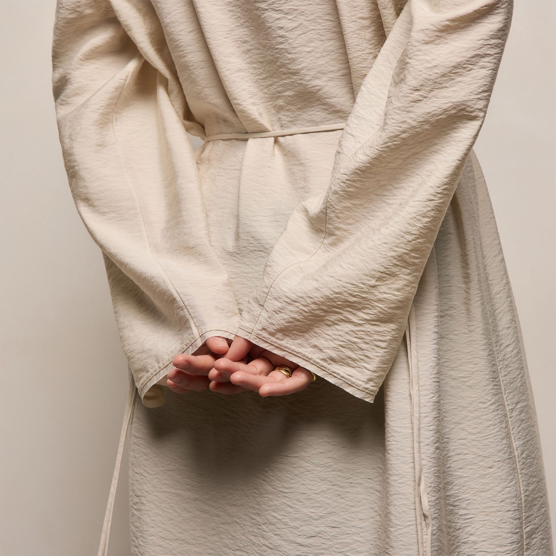 Silk Blend Tie Up Dress in Parchment | James Perse Los Angeles