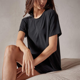 Short Sleeve Saddle Shoulder Sleep Tee in Black | James Perse Los Angeles
