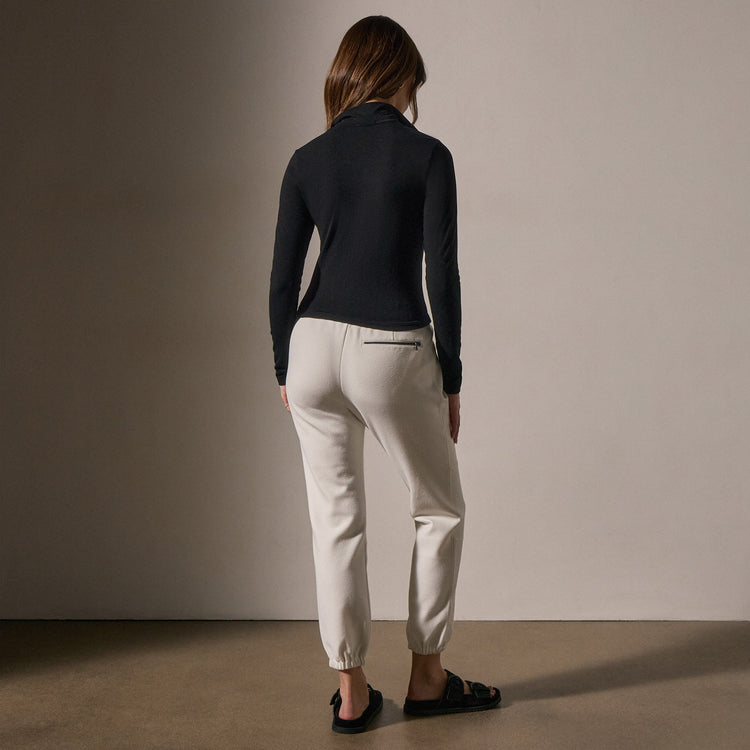 Cropped Long Sleeve Half Zip in Black | James Perse Los Angeles