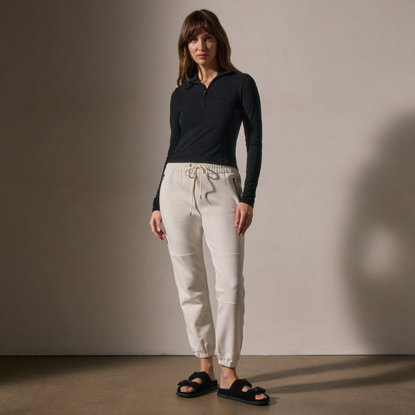 Cropped Long Sleeve Half Zip in Black | James Perse Los Angeles