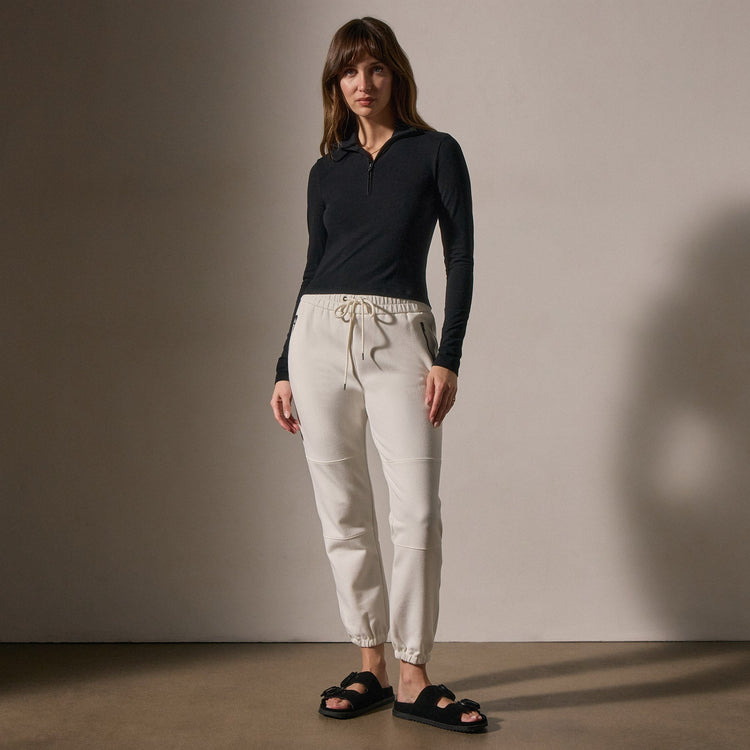 Cropped Long Sleeve Half Zip in Black | James Perse Los Angeles