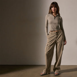 Cropped Long Sleeve Half Zip in Overcast | James Perse Los Angeles