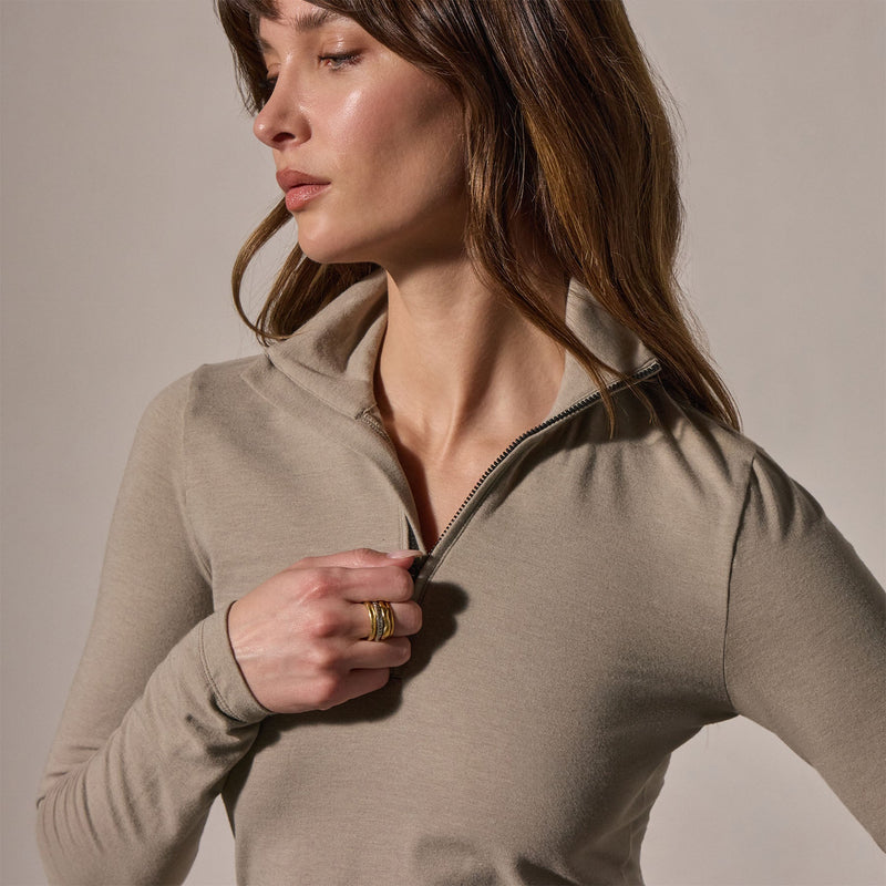 Cropped Long Sleeve Half Zip in Overcast | James Perse Los Angeles