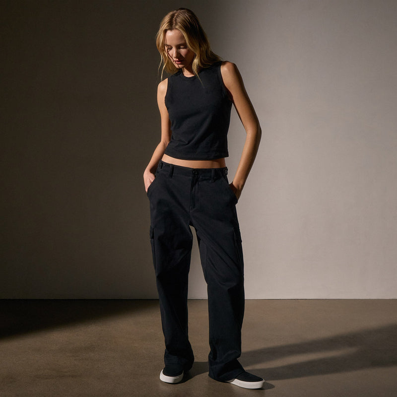 Cropped Shell Top  in Black | James Perse Los Angeles