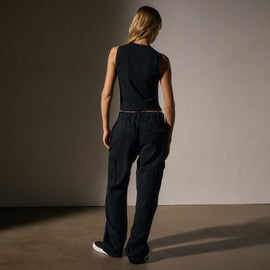 Cropped Shell Top  in Black | James Perse Los Angeles