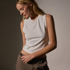 Cropped Shell Top  in White | James Perse Los Angeles