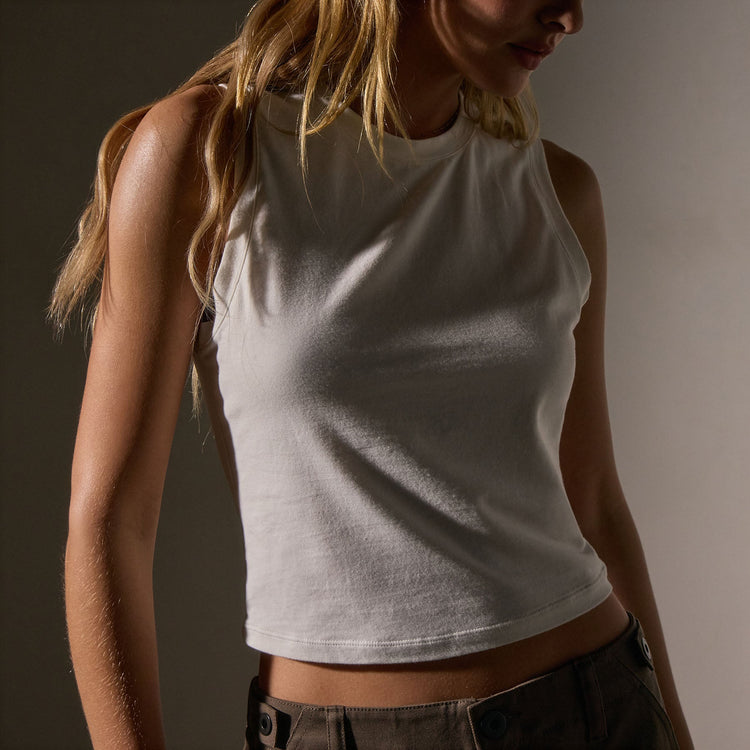 Cropped Shell Top  in White | James Perse Los Angeles