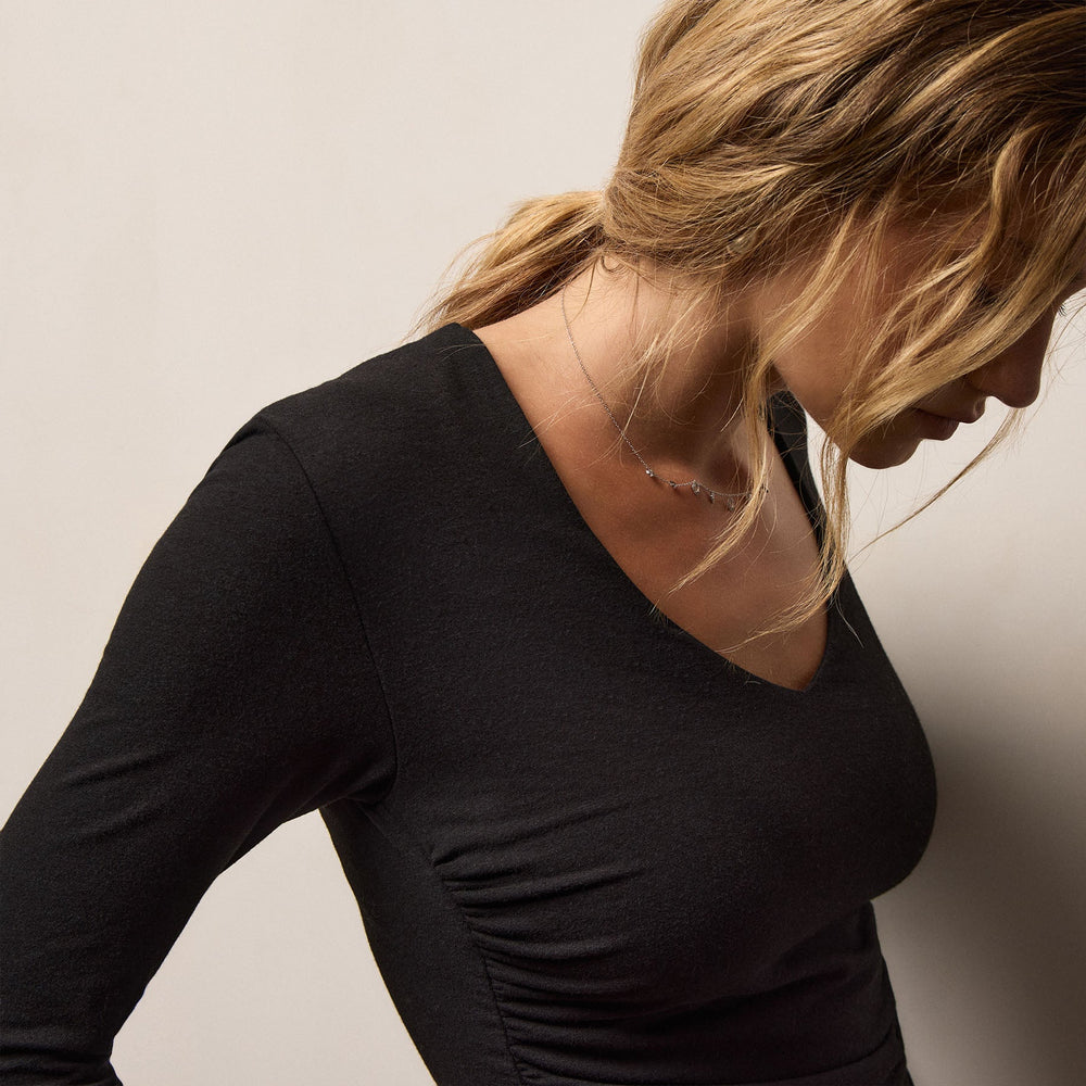 Strch Melange Jersey Long Sleeve Vneck in Black | James Perse Los Angeles