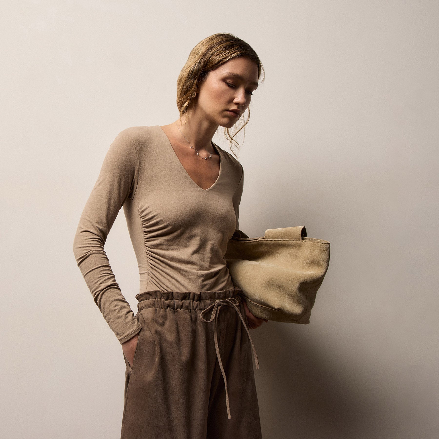 Melange Jersey Long Sleeve Tee - Coffee | James Perse