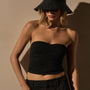 Ruched Strapless Top in Black | James Perse Los Angeles