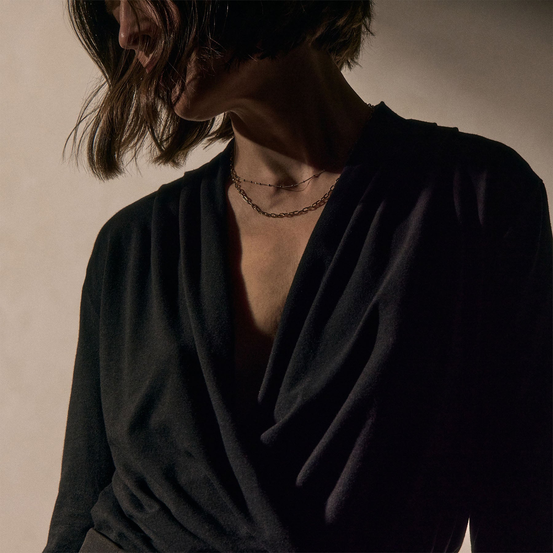 Melange Jersey Drape Front Top in Black | James Perse Los Angeles