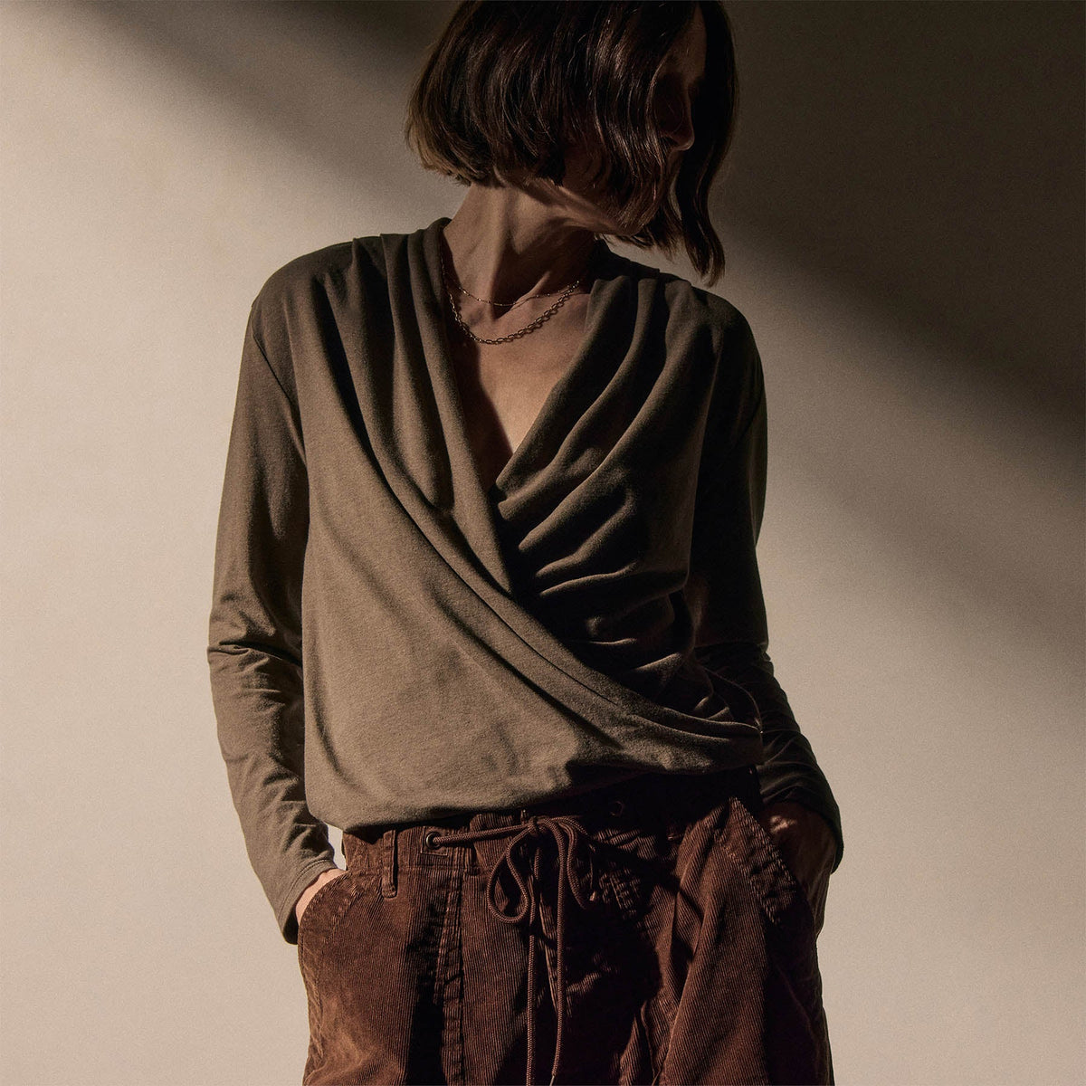 Melange Jersey Drape Front Top Caribou James Perse Los