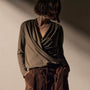 Melange Jersey Drape Front Top in Caribou | James Perse Los Angeles