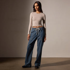 Long Sleeve Cropped Tee in Nude | James Perse Los Angeles