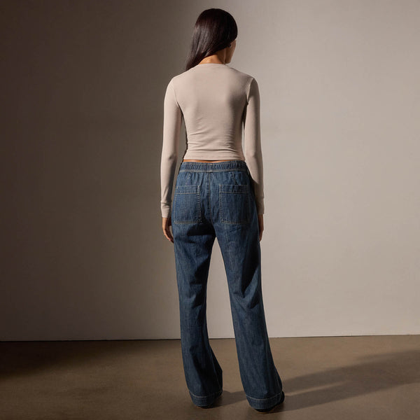 Long Sleeve Cropped Tee in Nude | James Perse Los Angeles