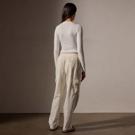 Long Sleeve Cropped Tee in White | James Perse Los Angeles