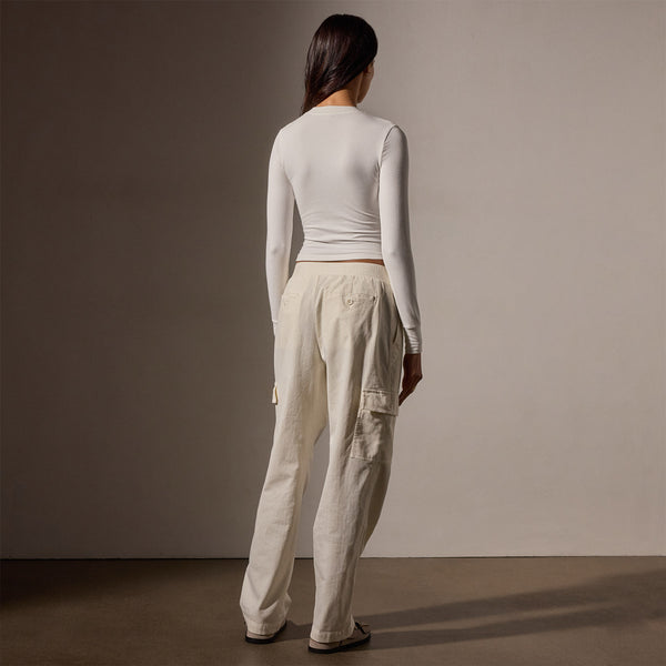 Long Sleeve Cropped Tee in White | James Perse Los Angeles