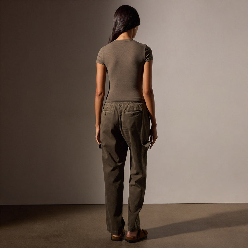 Short Sleeve Cropped Tee in Army Green | James Perse Los Angeles