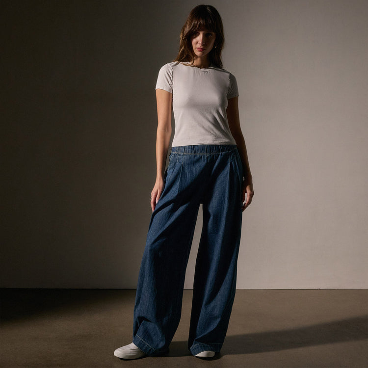 Short Sleeve Cropped Tee in Light Mist | James Perse Los Angeles